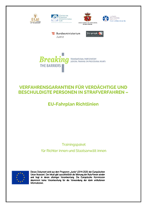 Cover of the Training Material for acting and trainee judges and prosecutors DE